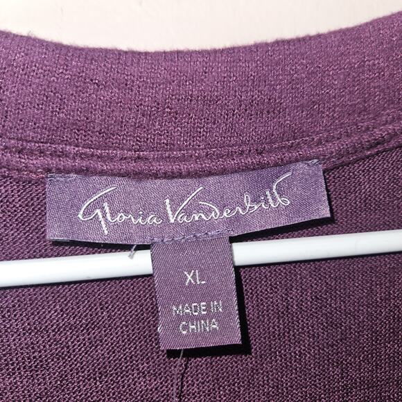NWT Gloria Vanderbilt Rhinestone Hacci Top Long Sleeve Shirt Purple Women's XL - Picture 6 of 8